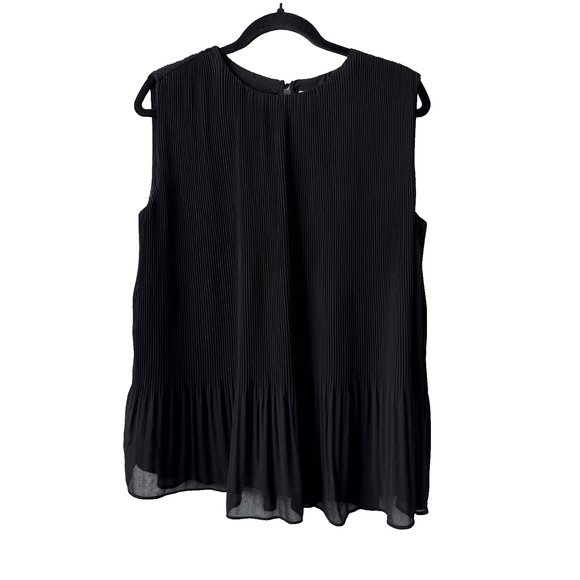 H&M Women’s M Whimsigoth Pleated Sleeveless Tunic Sheer Lined Blouse Boho Chic - Picture 1 of 8